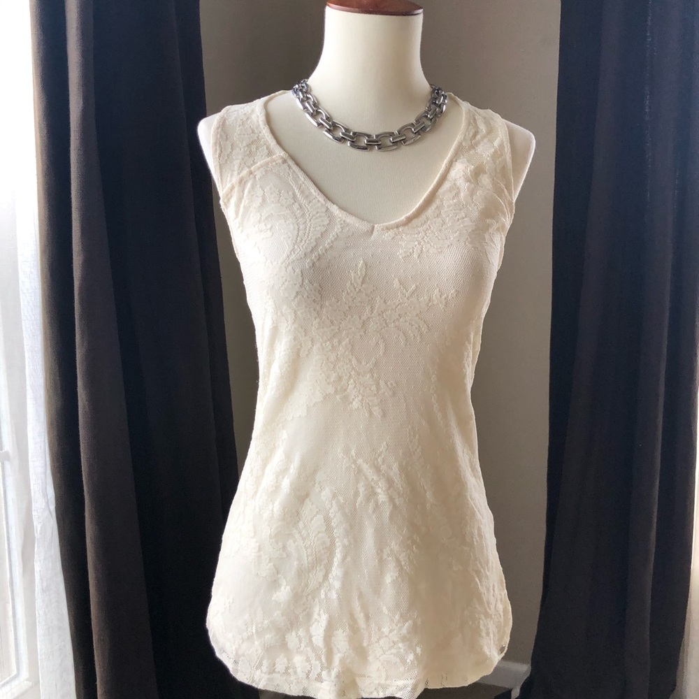 Guess Lace Ivory top with open back!
